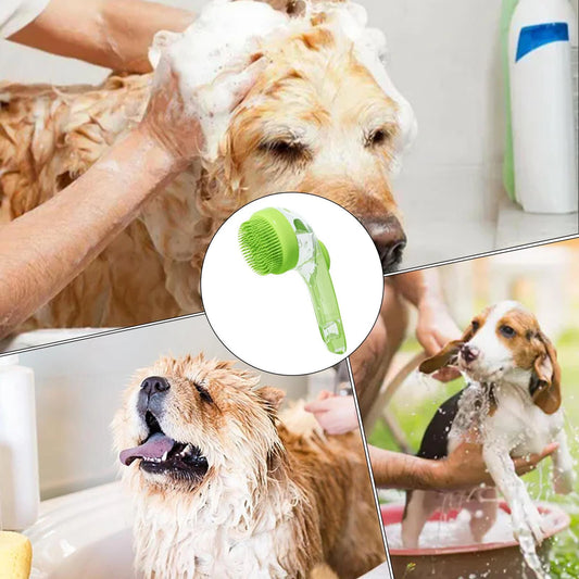 Wagly™ Multi-Functional Pet Brush – Built-in Shampoo Dispenser, Gentle Silicone Bristles, Easy to Clean, Perfect for Short-Haired Pets