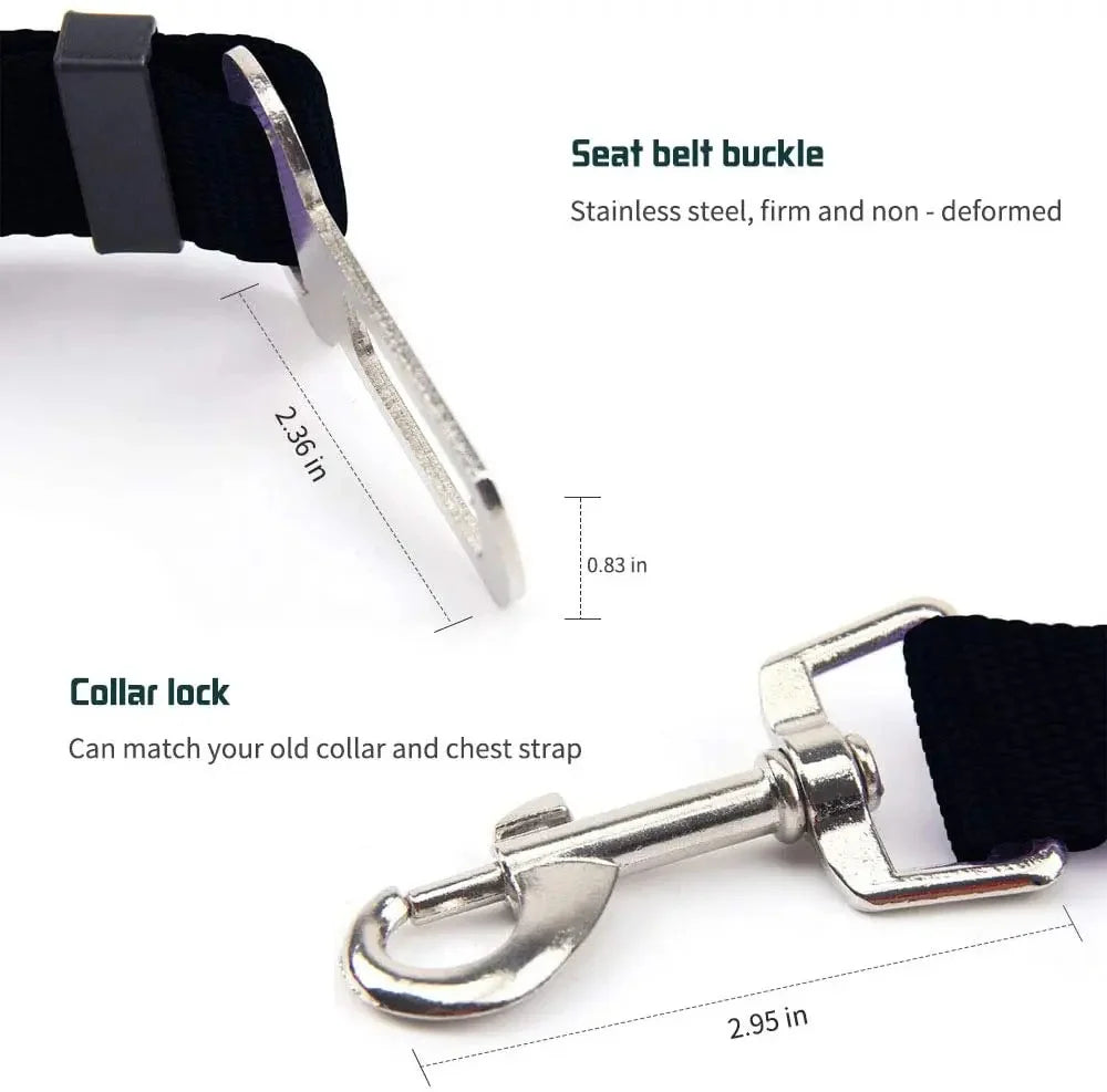 Wagly™ Adjustable Dog Seatbelt – Safe & Comfortable Car Travel for Pets